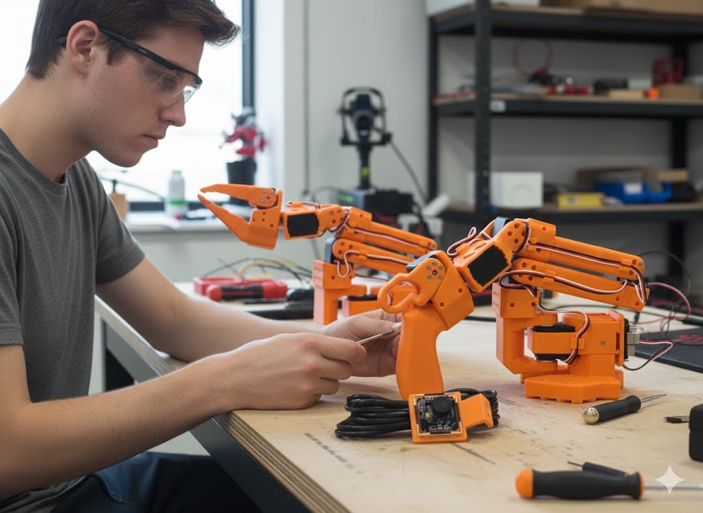 Participant training with SO101 robotic arms